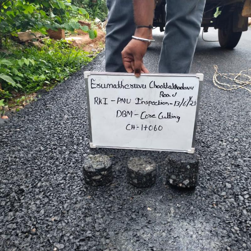 RKI-PMU Inspection @ Erumatherivu-Choottakadavu road in Wayanad: DBM Core Cutting