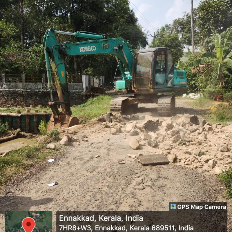 Ennakkad Alumoodu Elanjimel Road in Alappuzha-existing culvert demolition at ch: 3/165 started