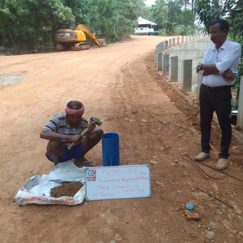 Soil testing at Kuranchery Nayarangadi Road in Thrissur